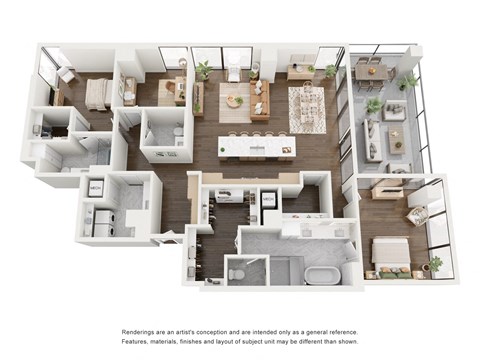 Floor plan for 2 beds, 2.5 baths, 1945 sqft